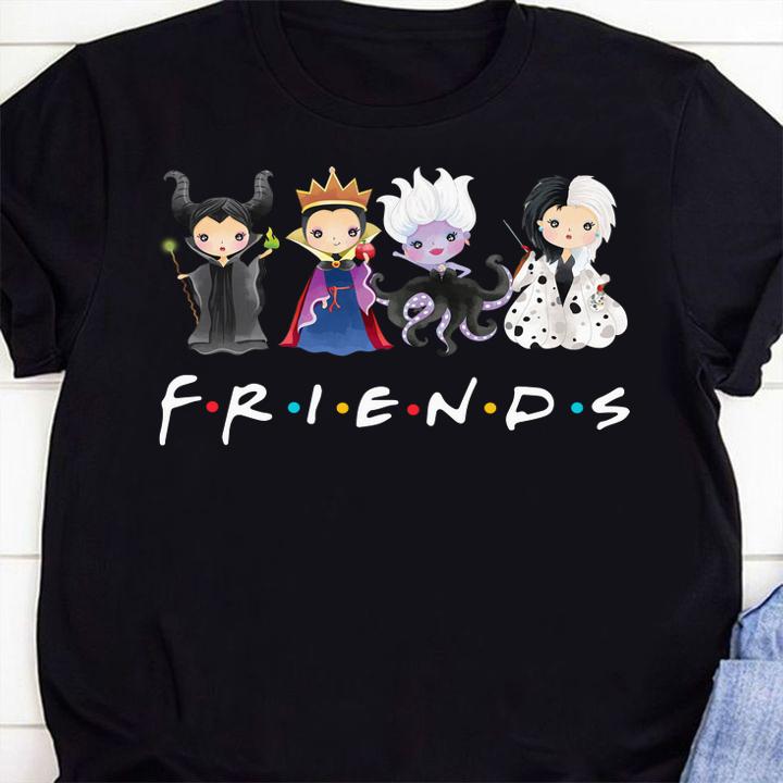 Friends Disney Villains characters chibi t-shirt shirt