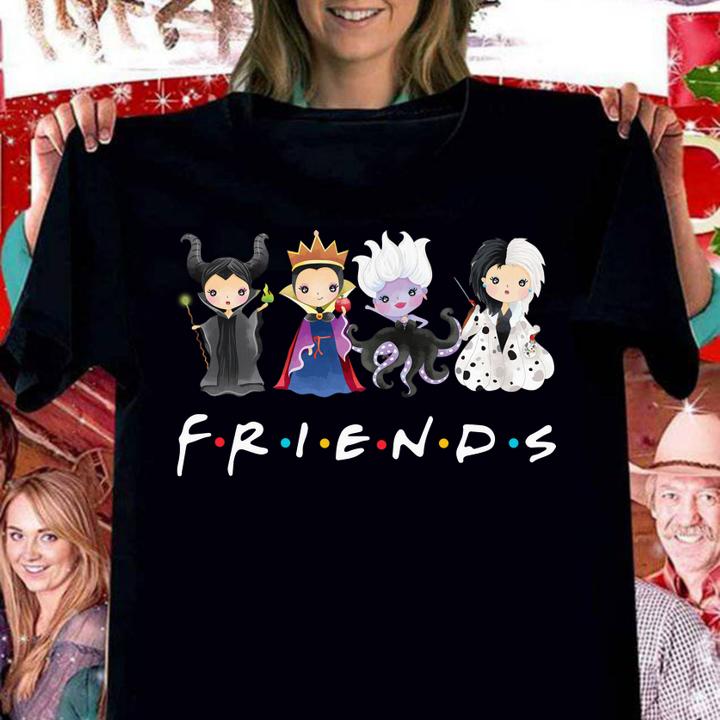 Friends Disney Villains characters chibi t-shirt woman shirt