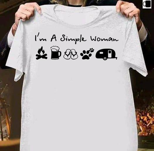 I'm A Simple Woman I Like Campfire Beer Flip Flops Paw Dog Camping t-shirt shirt