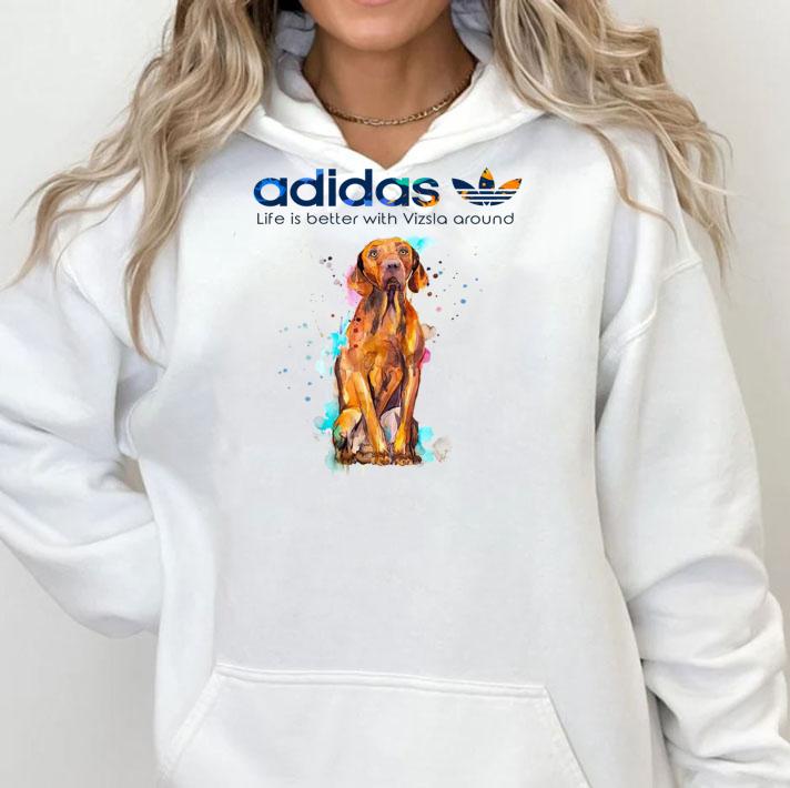 Adidas all day I dream about Vizsla around watercolors t-shirt hoodie