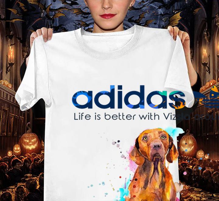 Adidas all day I dream about Vizsla around watercolors t-shirt woman shirt