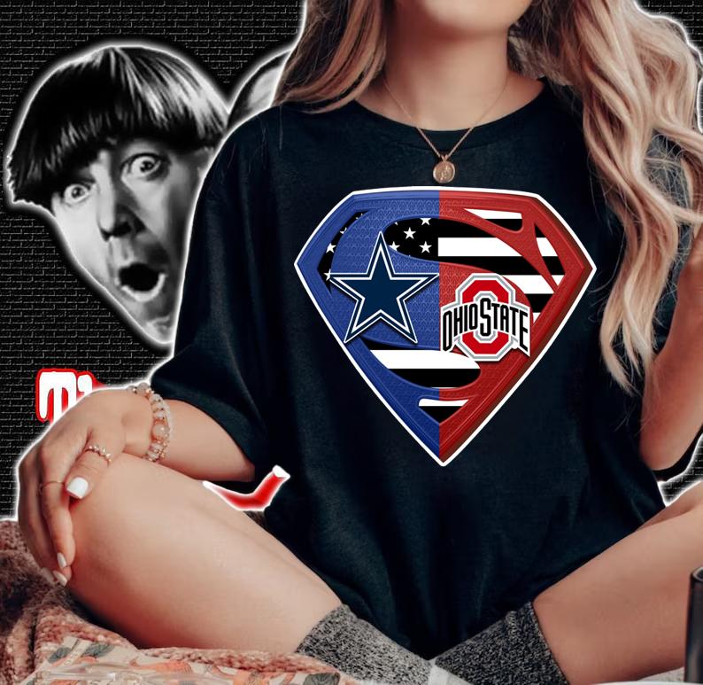 Dallas Cowboys and Ohio State Buckeyes inside me Superman logo t-shirt woman shirt