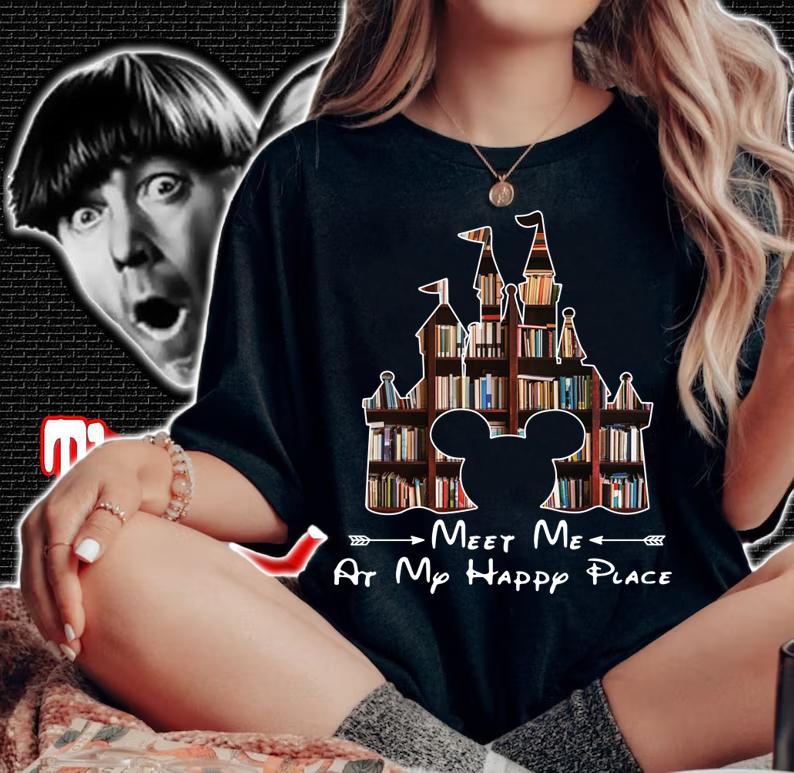 Mickey Mouse Disney Library Meet Me At My Happy Place t-shirt woman shirt