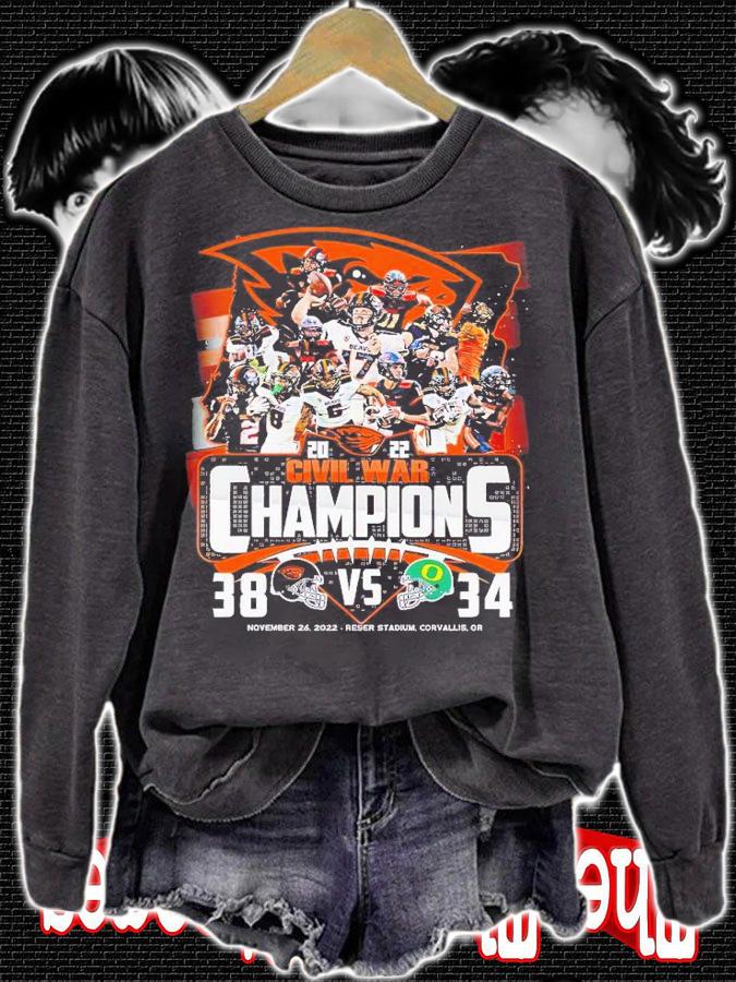 2022 Civil War Champions Oregon State Beavers 38 vs 34 Oregon Ducks Reser Stadium Corvallis shirt t-shirt sweatshirt