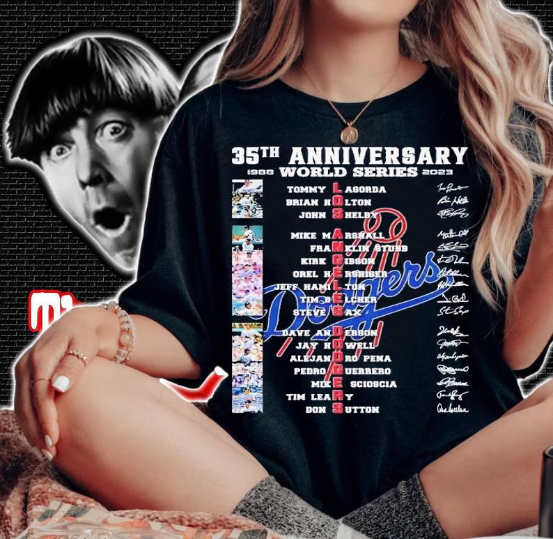 35th anniversary 1988 2023 World Series Los Angeles Dodgers signatures shirt t-shirt woman shirt