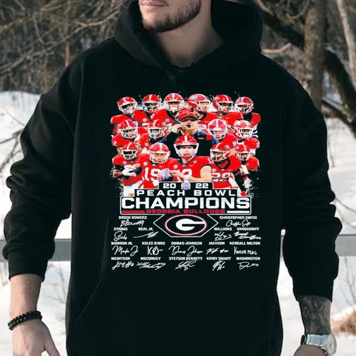 2022 Peach Bowl Champions Georgia Bulldogs signatures shirt t-shirt hoodie