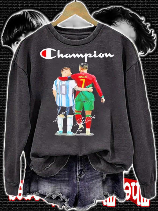Champion Lionel Messi and Cristiano Ronaldo signatures shirt t-shirt sweatshirt