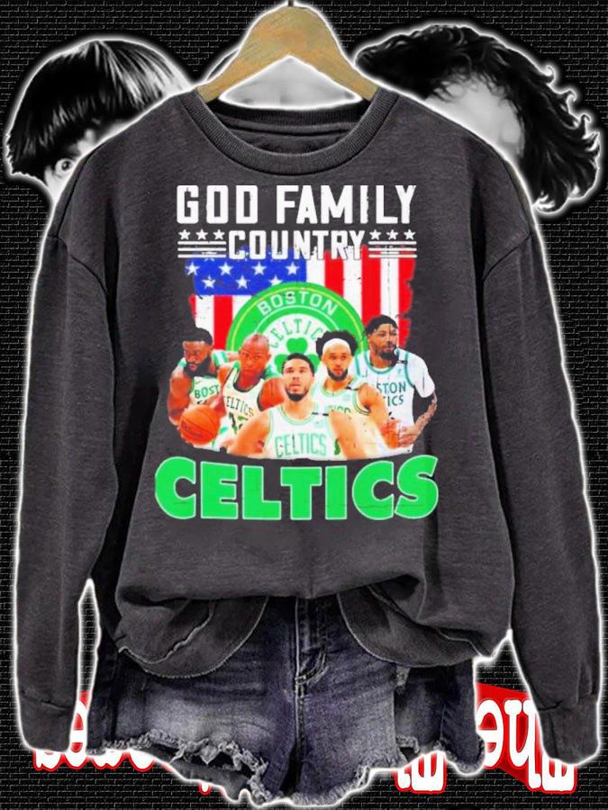 Boston Celtics God Family Country American Flag Shirt t-shirt sweatshirt