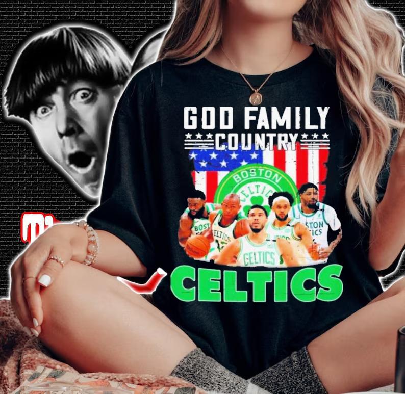 Boston Celtics God Family Country American Flag Shirt t-shirt woman shirt