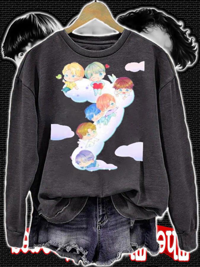 BTS 7th Anniversary Chibi Fanart Colorful Design T-Shirt t-shirt sweatshirt