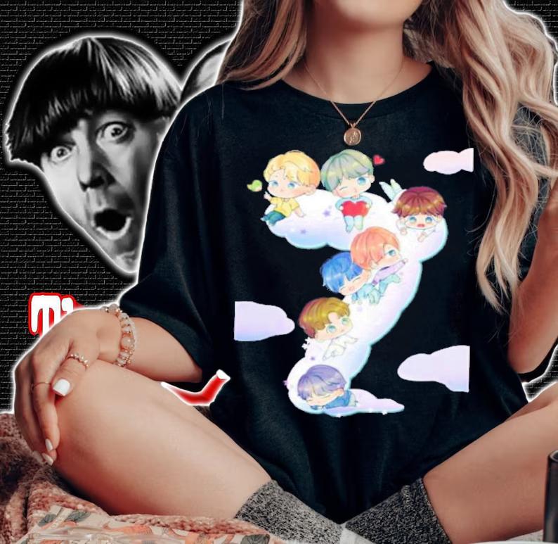 BTS 7th Anniversary Chibi Fanart Colorful Design T-Shirt t-shirt woman shirt