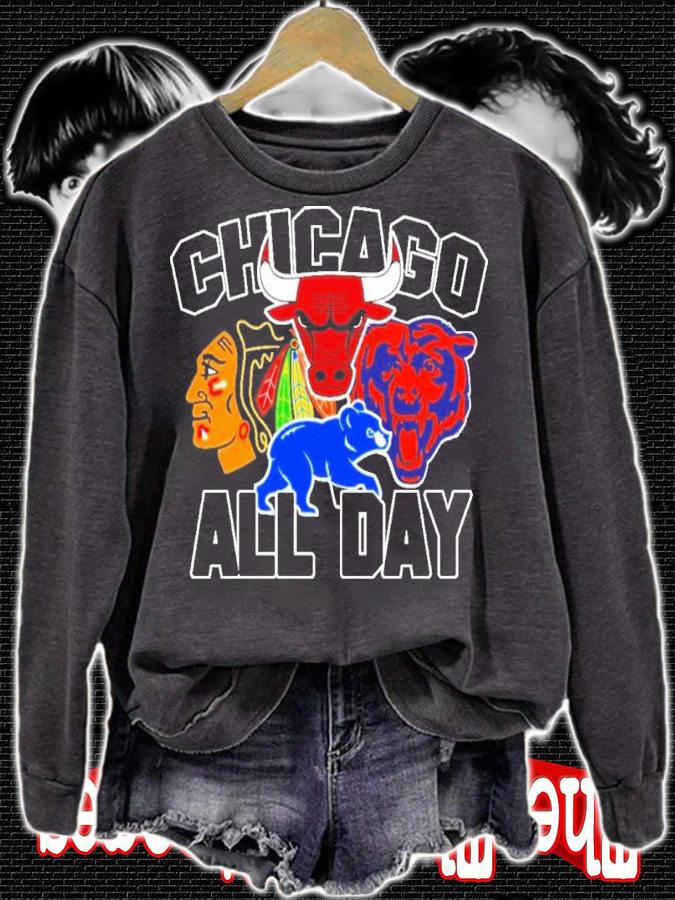 Chicago All Day Flag Chicago Blackhawks Bears Bulls Cubs Shirt t-shirt sweatshirt
