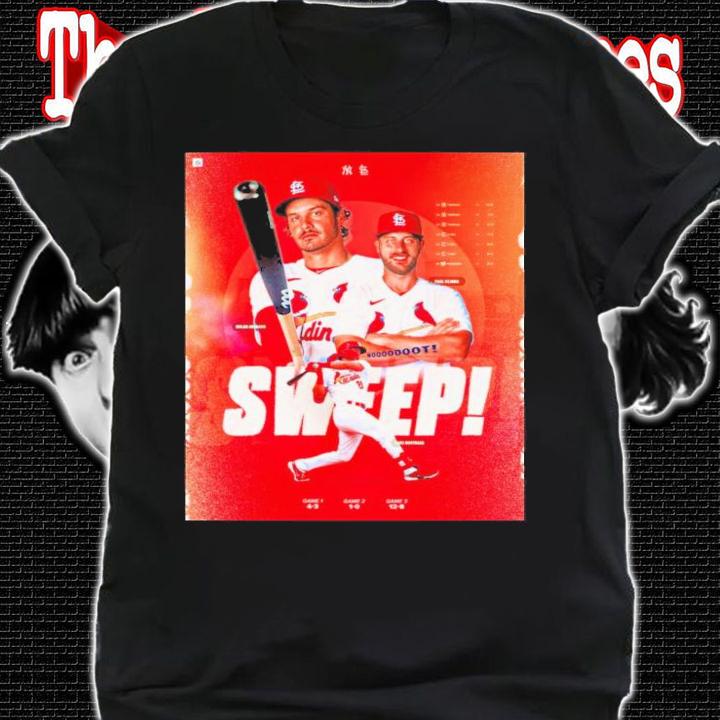 The Cardinals Sweep Nolan Arenado Paul Dejong And Lars Nootbaar Shirt t-shirt