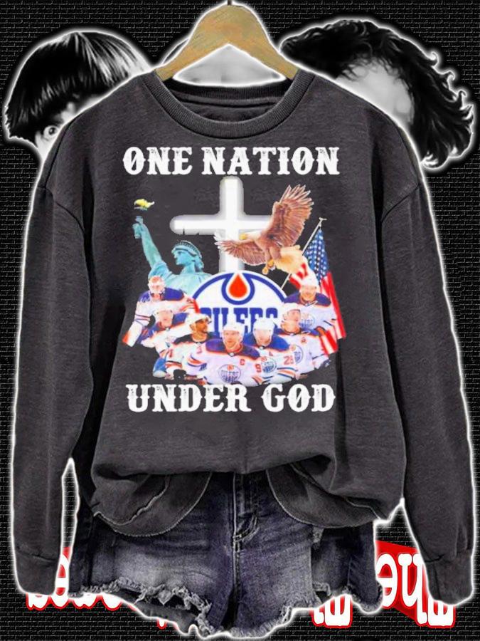 Edmonton Oilers One Nation Under God Signatures Shirt t-shirt