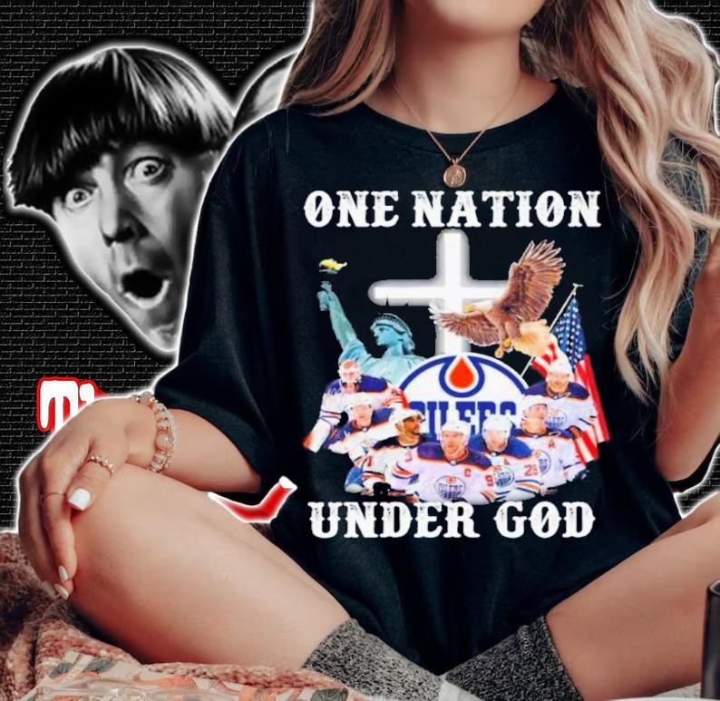 Edmonton Oilers One Nation Under God Signatures Shirt t-shirt