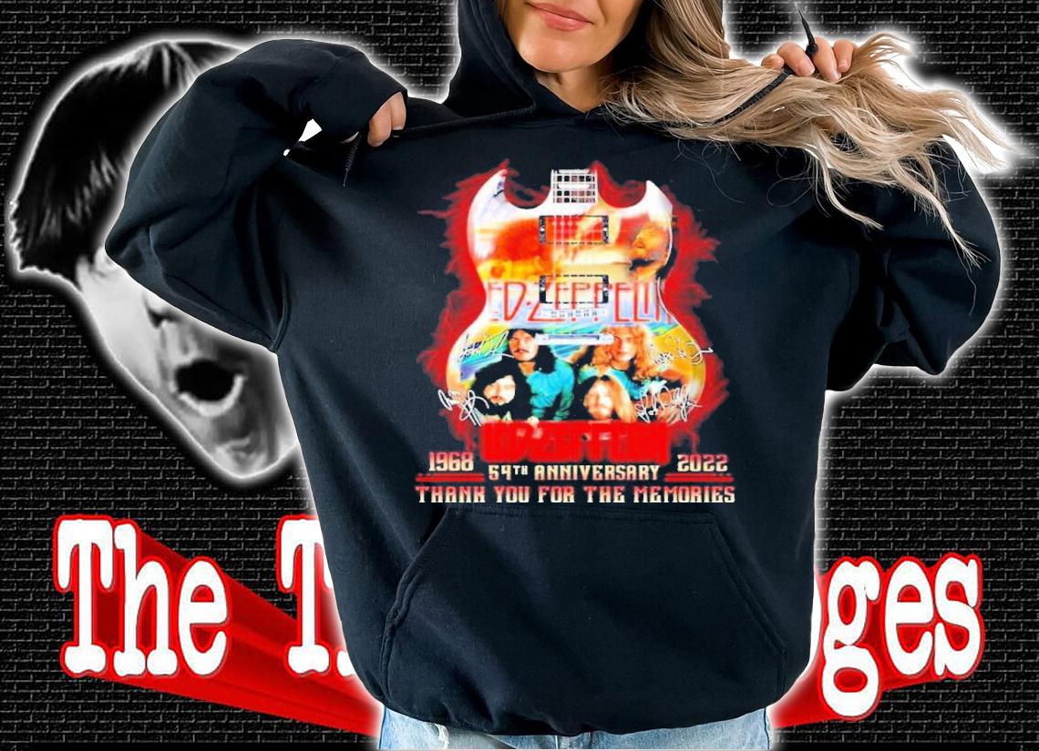 Led-Zeppelin Guitar Band 1968-2022 54th Anniversary Signatures Thank You For The Memories Shirt t-shirt hoodie