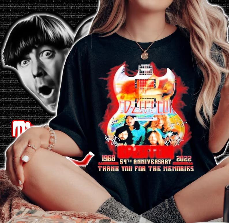 Led-Zeppelin Guitar Band 1968-2022 54th Anniversary Signatures Thank You For The Memories Shirt t-shirt woman shirt
