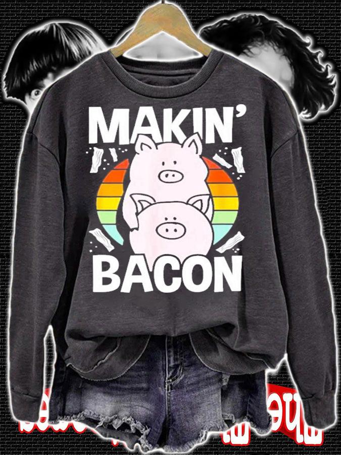 Makin Bacon Funny Bacon Lover Meat Eater T-Shirt t-shirt