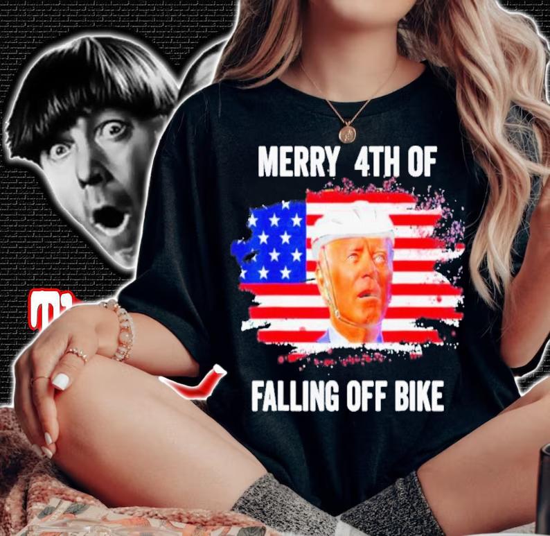 Merry 4th Of July Biden Falls Off Bike Shirt t-shirt