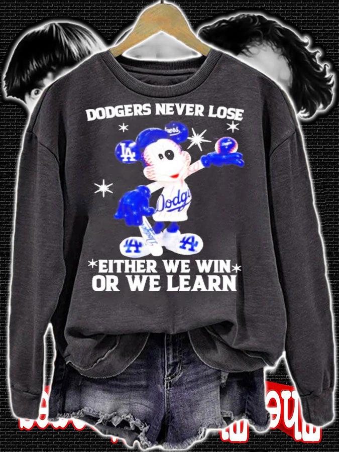 Mickey Mouse Los Angeles Dodgers Never Lose Either We Win Or We Learn Shirt t-shirt