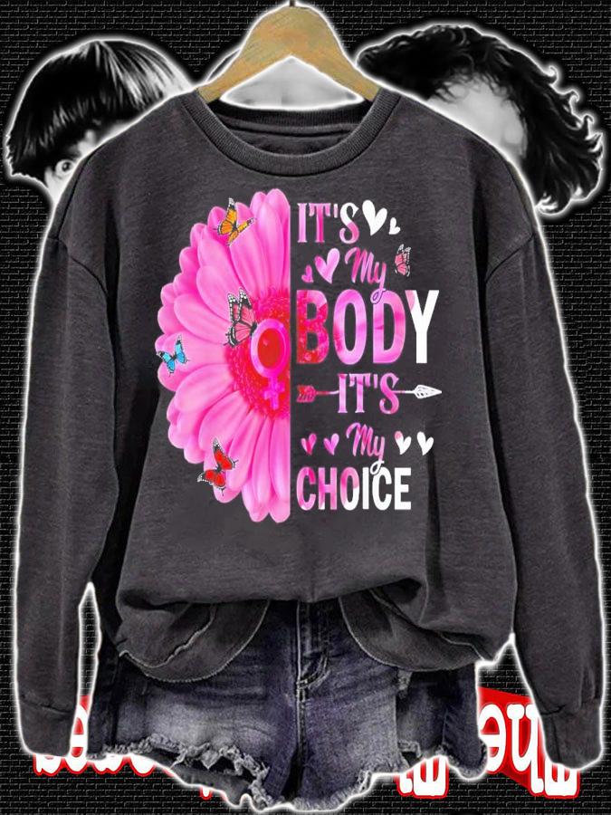 My Body Choice Uterus Business Women Butterfly Flower T-Shirt t-shirt
