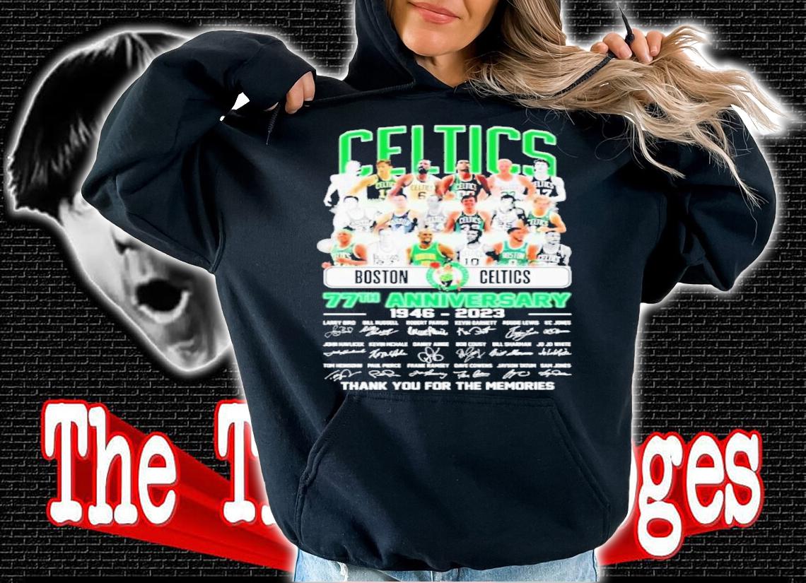 Official Boston Celtics 77th Anniversary 1946-2023 Signatures Thank You For The Memories Shirt t-shirt hoodie