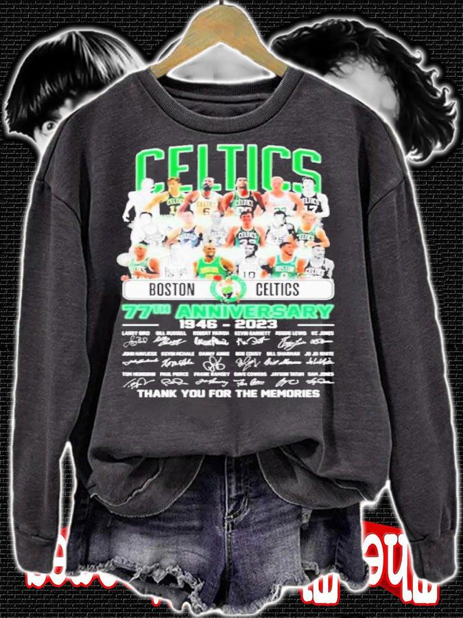 Official Boston Celtics 77th Anniversary 1946-2023 Signatures Thank You For The Memories Shirt t-shirt sweatshirt