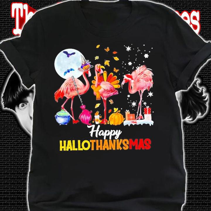 Thanksgiving Flamingo Happy HalloThanksmas Funny Halloween Shirt t-shirt shirt
