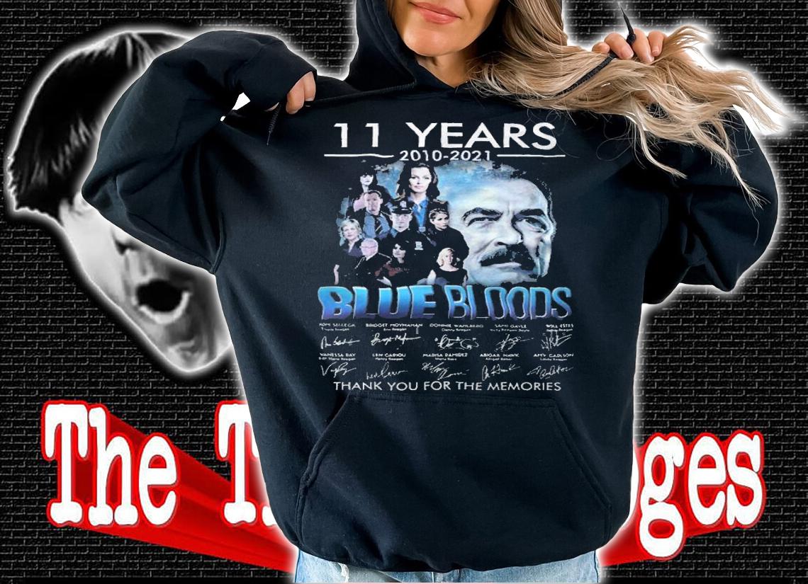 11 years 2010-2021 Blue Bloods signatures thank you for the memories shirt t-shirt