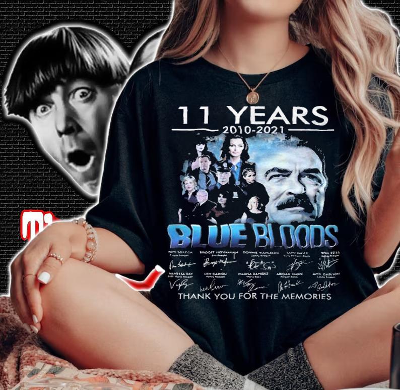 11 years 2010-2021 Blue Bloods signatures thank you for the memories shirt t-shirt