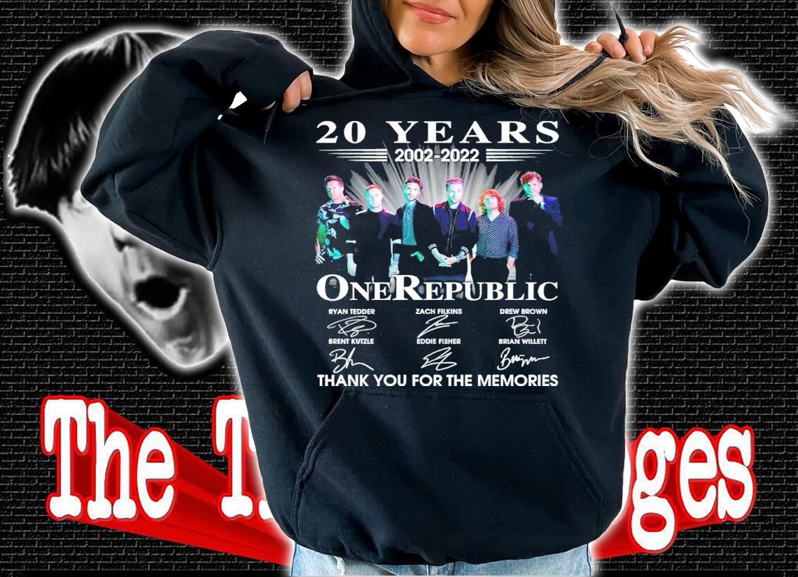 20 years 2002-2022 One Republic signatues thank you for the memories shirt t-shirt