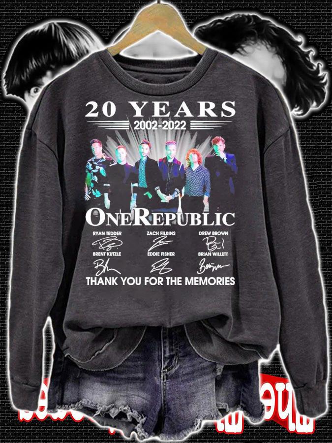 20 years 2002-2022 One Republic signatues thank you for the memories shirt t-shirt