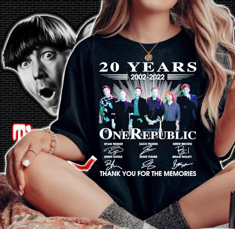 20 years 2002-2022 One Republic signatues thank you for the memories shirt t-shirt