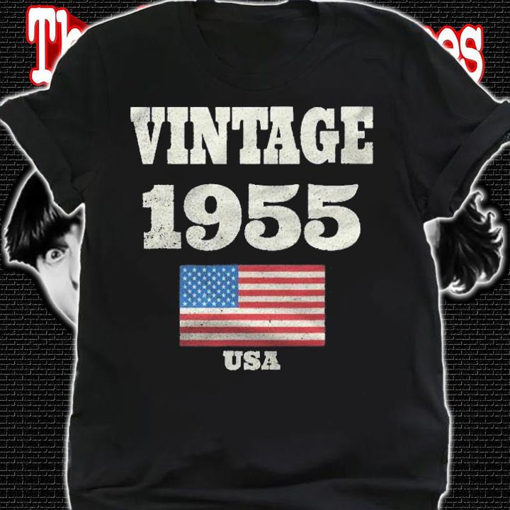 66Th Birthday Gift Vintage 1955 American Usa Flag Shirt t-shirt