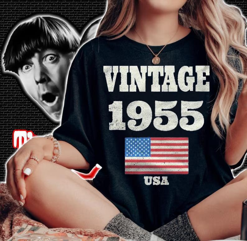 66Th Birthday Gift Vintage 1955 American Usa Flag Shirt t-shirt woman shirt