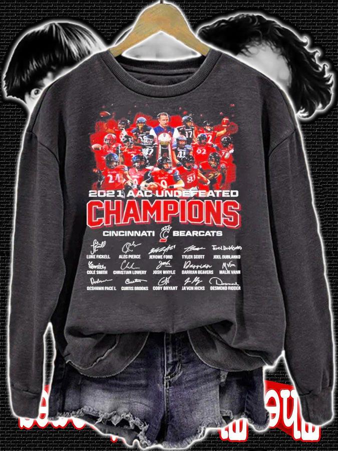 2021 AAC Undefeated Champions Cincinnati Bearcats Signatures Shirt t-shirt sweatshirt