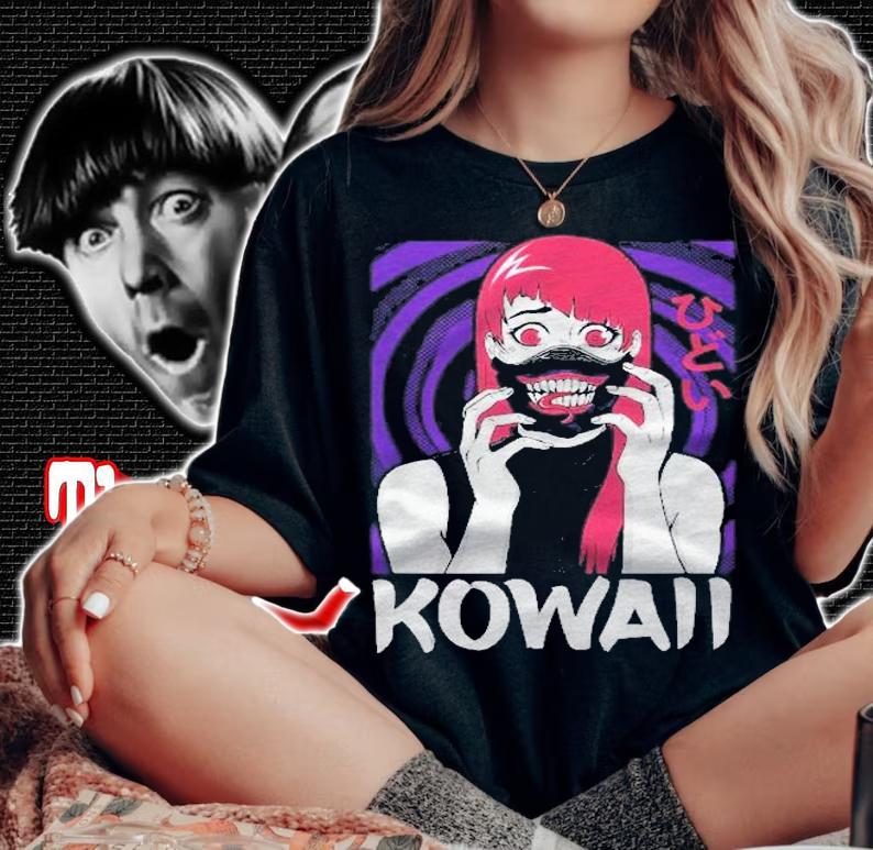 Anime Girl Yandere Horror Face Kawaii Goth Cosplay Shirt t-shirt woman shirt