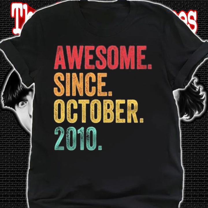 Awesome Since October 2010 11Th Birthday Gift 11 Years Old Shirt t-shirt