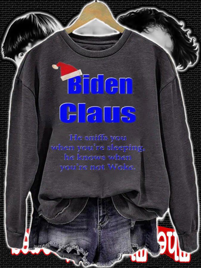 Biden Claus He Sniffs You When You're Sleeping He Knows When You're Not Woke T-Shirt t-shirt