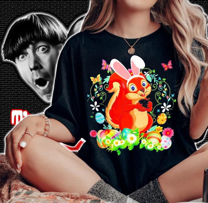 Bunny Squirrel Happy Easter Day Lover Egg Hunt Lovely Cute T-Shirt t-shirt woman shirt