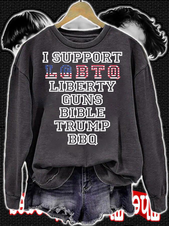 I Support LGBTQ Liberty Guns Bible Trump BBQ T-Shirt t-shirt sweatshirt
