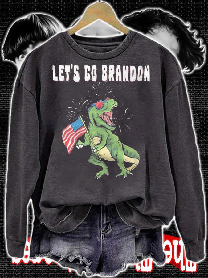 Let's Go Brandon Dinosaur USA Flag T-Shirt t-shirt sweatshirt