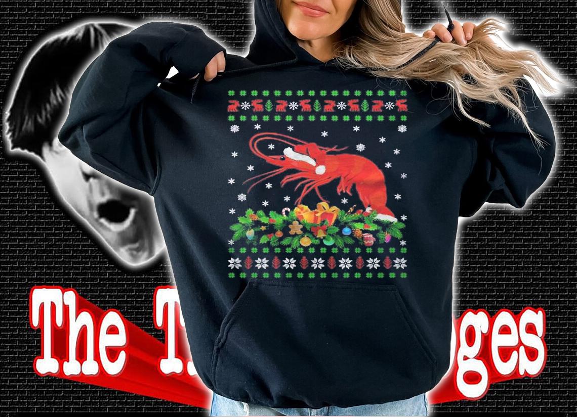 Prawn Fish Lover Xmas Santa Hat Ugly Prawn Christmas Shirt t-shirt