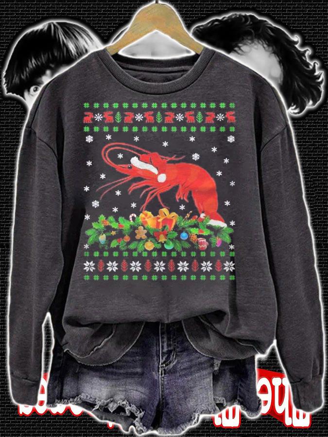 Prawn Fish Lover Xmas Santa Hat Ugly Prawn Christmas Shirt t-shirt
