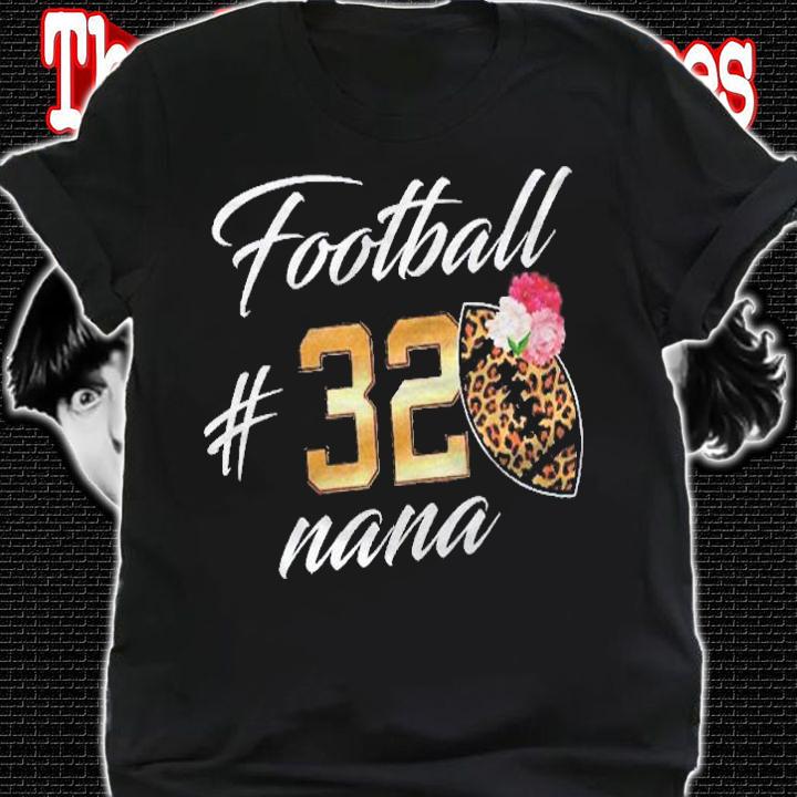 Football Nana Game Day Grandma Leopard 32 Floral For Women Shirt t-shirt