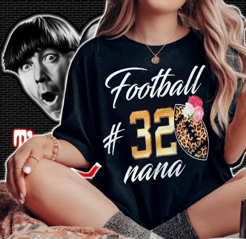 Football Nana Game Day Grandma Leopard 32 Floral For Women Shirt t-shirt