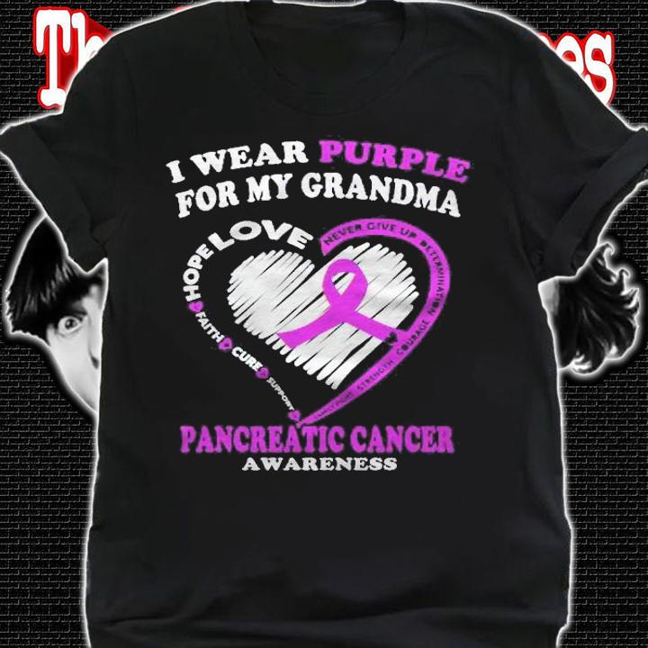 Pancreatic Cancer I Wear Purple For My Grandma Shirt t-shirt