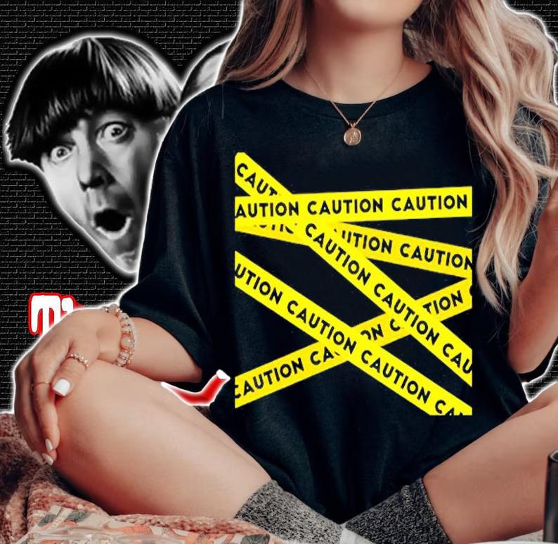 Warning! Graphic Caution Tape T-Shirt t-shirt woman shirt
