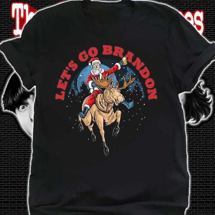Let's Go Brandon Santa Claus Riding Reindeer Christmas T-Shirt t-shirt