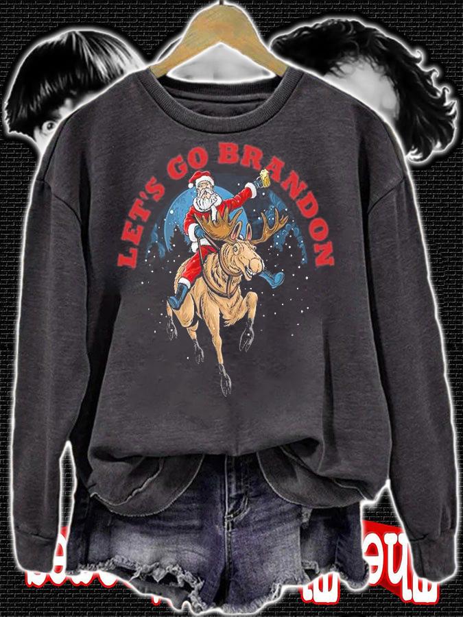 Let's Go Brandon Santa Claus Riding Reindeer Christmas T-Shirt t-shirt